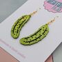Mini Green Pickle Glitter Earrings, thumbnail 4 of 5