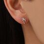 Sterling Silver Palm Tree 18 G Screw Back Earrings With Ball Backs, thumbnail 7 of 11