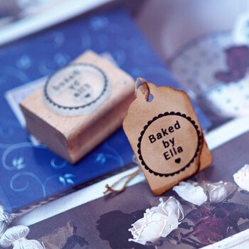 Baked By Personalised Rubber Stamp Round Frame, 4 of 4