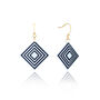 Blue And Navy Geometric Diamond Shaped Earrings, thumbnail 1 of 6