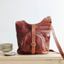 Leather Crossbody Shoulder Bag, Distressed Brown, thumbnail 1 of 5