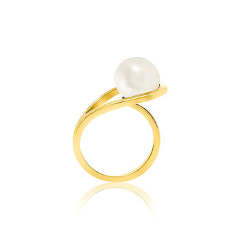 Gold Vermeil Ring Freshwater White Pearl Aurea, 3 of 4