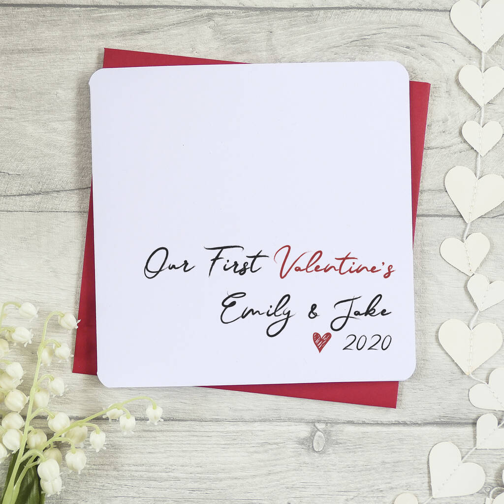 Our First Valentine's Personalised Script Card By Parsy Card Co ...