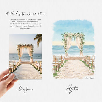 Personalised Wedding Church Watercolour Hand Drawn Sketch – Couple Gift, 2 of 12