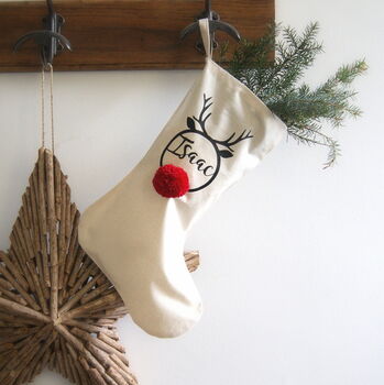 Pom Pom Rudolph Personalised Christmas Stocking, 5 of 8