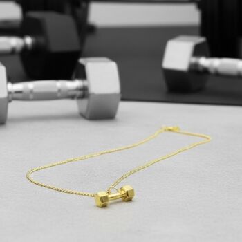 Personalised Gold Coloured Dumbbell Pendant Necklace, 5 of 12