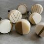 White Marbled Stone Brass Quarter Circle Cabinet Knob, thumbnail 3 of 4