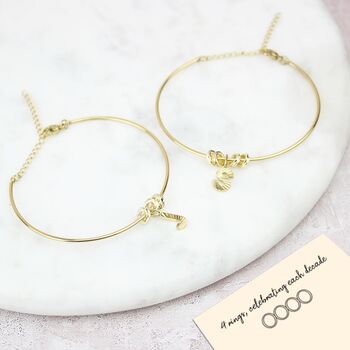 30th Or 40th Birthday A Ring For Every Decade Gold Bangle Bracelet, 3 of 11