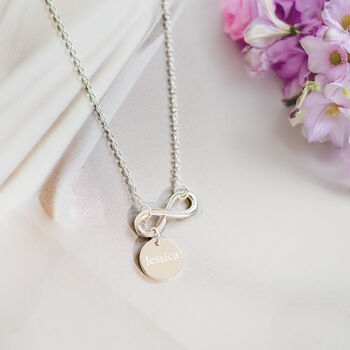 Cubic Zirconia Heart Infinity Pendant Females Necklace in Sterling