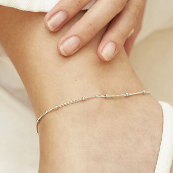 Bead Chain Anklet In Silver Or Gold Vermeil, 3 of 4