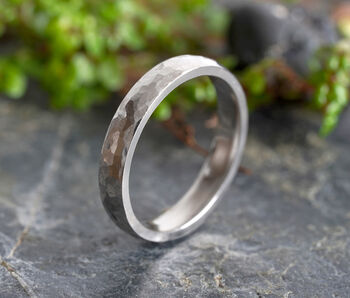3mm Platinum Wedding Band With Hammer Effect, 2 of 4