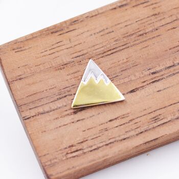 Sterling Silver Fuji Mountain Stud Earrings With 18ct Gold Coating, 2 of 12