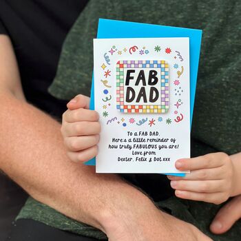 Bright Checkered Fab Dad Card With Magnet, 5 of 7