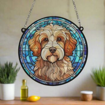 Cavapoo Stained Glass Effect Suncatcher, 4 of 6