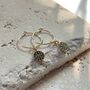 Black Cubic Zirconia Charm Hoop Earrings, thumbnail 3 of 3