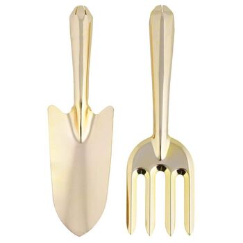 Luxury Gold Coloured Garden Trowel And Fork Gift Set, 2 of 3