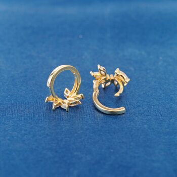 Gold Leaf Cz Cluster Huggie Earrings, 5 of 7
