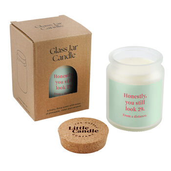 30th Birthday Candle • 'Honestly You Still Look 29' Large Clear Candle • Birthday Gift • Scented Glass Jar Candle • Gift Box, 2 of 3