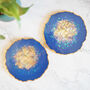 Blue Iridescent Geode Resin Coasters, thumbnail 3 of 9
