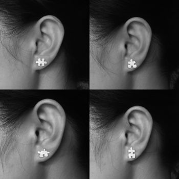 Jigsaw Puzzle Earring Studs In Sterling Silver, 3 of 4