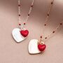 Enamel Heart And Heart Personalised Name Necklace, thumbnail 2 of 8