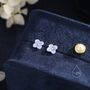 Sterling Silver Hand Painted Hydrangea Flower Stud Earrings, thumbnail 4 of 10