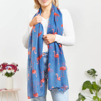 Denim Flamingo Print Scarf, 2 of 5