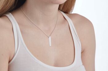 Sterling Silver 3D Vertical Roman Numeral Bar Necklace, 5 of 7
