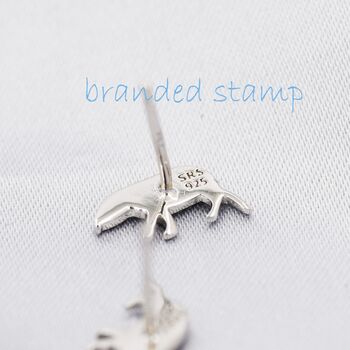 Extra Tiny Baby Tapir Stud Earrings In Sterling Silver, 5 of 12