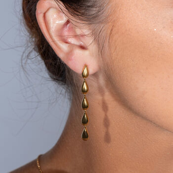 Designer Tear Drop Earrings In 18ct Gold Vermeil, 2 of 5