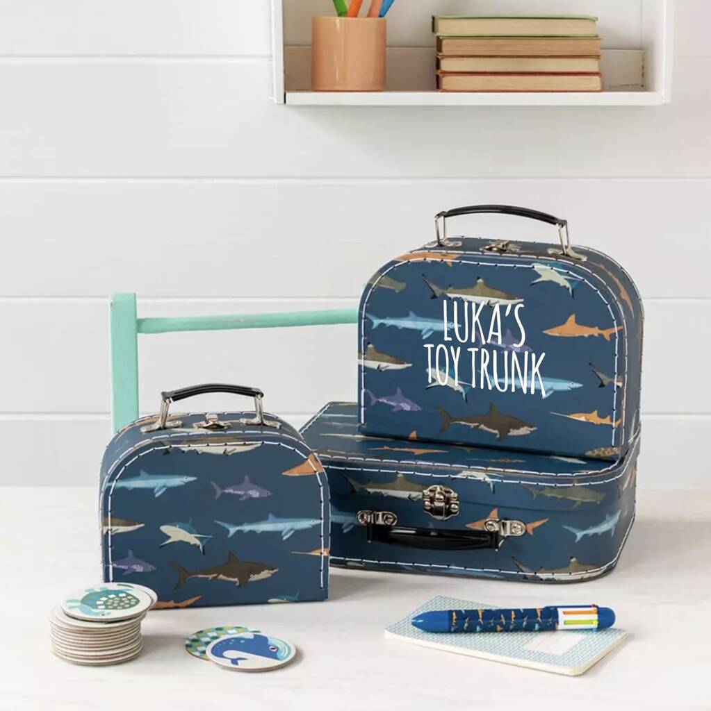 Personalised Set Of Three Shark Design Suitcases, 1 of 6