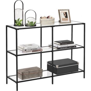 Console Table Coffee Table Tempered Glass Shelves, 9 of 10