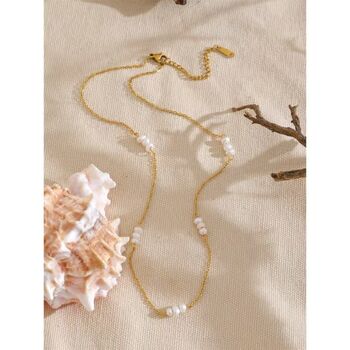 Monaco D’or Gold Pearl Dainty V Blossom Charm Necklace, 3 of 4