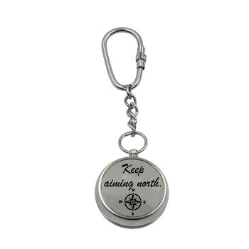 Personalised Silver Colour Compass Keyring, 4 of 12