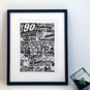 The Nineties 1990’s Decade Typography Print, thumbnail 1 of 11