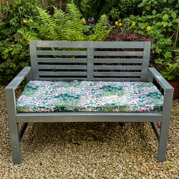Water Resistant Bench Seat Pad Cottage Garden White, 2 of 6