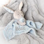 Personalised Blue Bunny Rabbit Baby Comforter, thumbnail 8 of 12