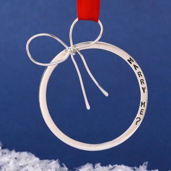 Christmas Proposal Bauble Decoration. Sterling Silver, 3 of 9
