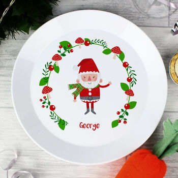 Personalised Christmas Toadstool Santa Plastic Plate, 4 of 4