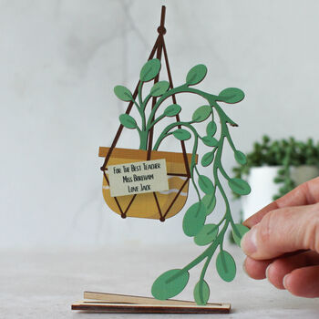 Personalised Wooden Card, Hanging Plant, 2 of 5