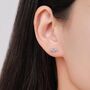 Internally Threaded Cz Flower Flat Back Earrings In Sterling Silver, thumbnail 2 of 12