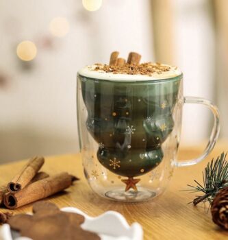 Glass Christmas Tree Mug With Coaster, 2 of 5