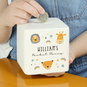 Personalised Scandi Safari Animals Money Box, 4 of 6