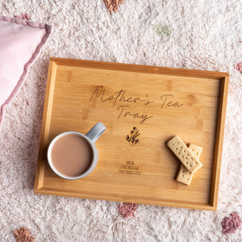 Personalised Engraved Mother's Bamboo Tea Break Tray, 2 of 4
