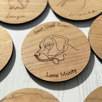 Wooden Dog Breed Personalised Dog Coaster, 3 of 8