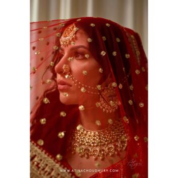 Paheli Red Bridal Net Dupatta, 7 of 7