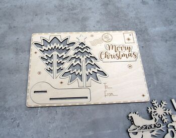 3D Wood Christmas Tree Keepsake Postcard, 3 of 4