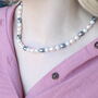 Large White Grey Round Oval Pearl Necklace And Earring Set, thumbnail 3 of 8