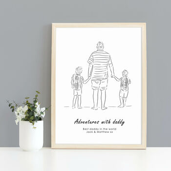Personalised Daddy And Child Line Drawing Print, 3 of 3