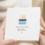 Personalised Brother Birthday Card Blue Cake, thumbnail 1 of 7